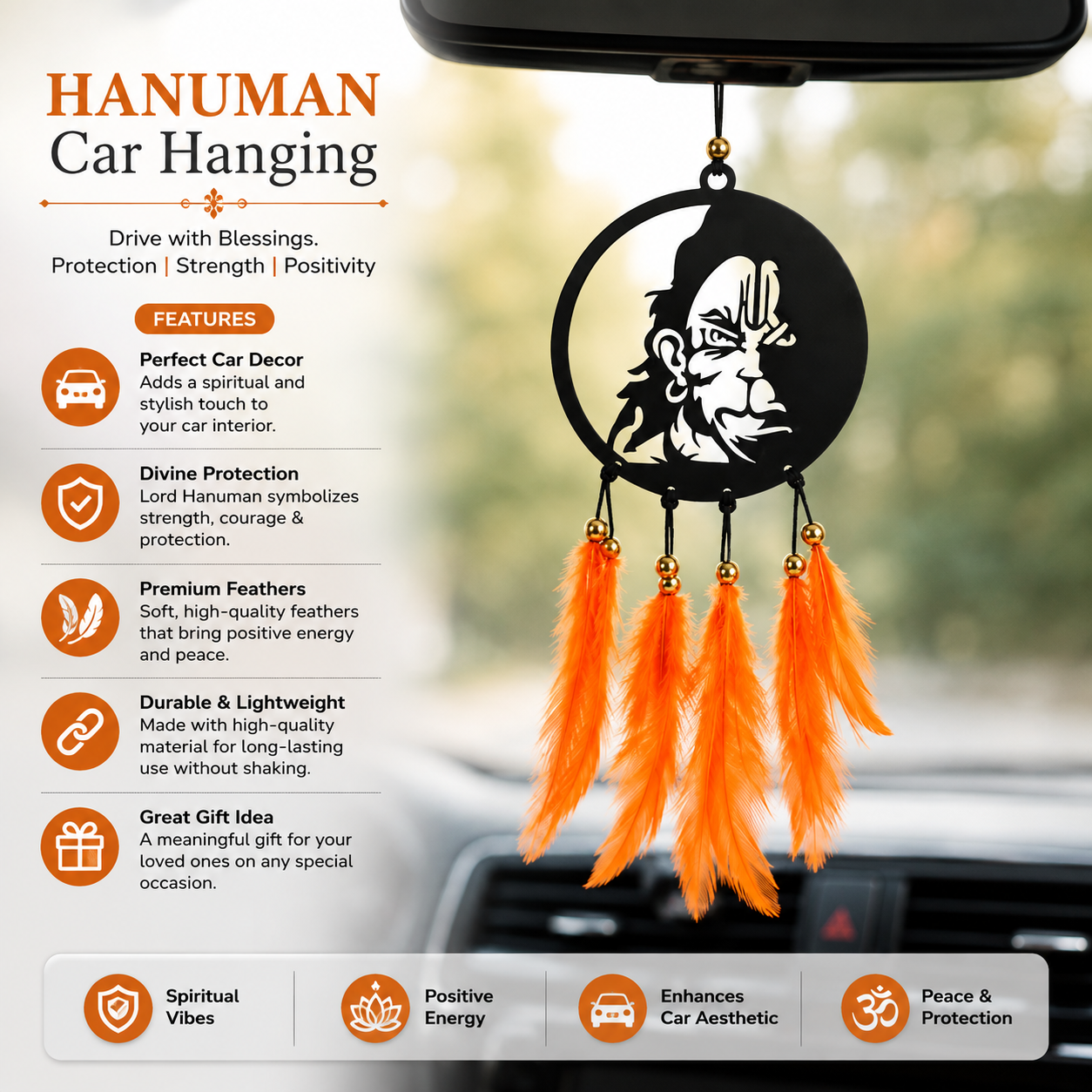 Acrylic Fancy Dream Catchers for Car | Car Hanging Ornament | Car Mirror Hanging Accessories | Car Decorative Accessories | Hanuman