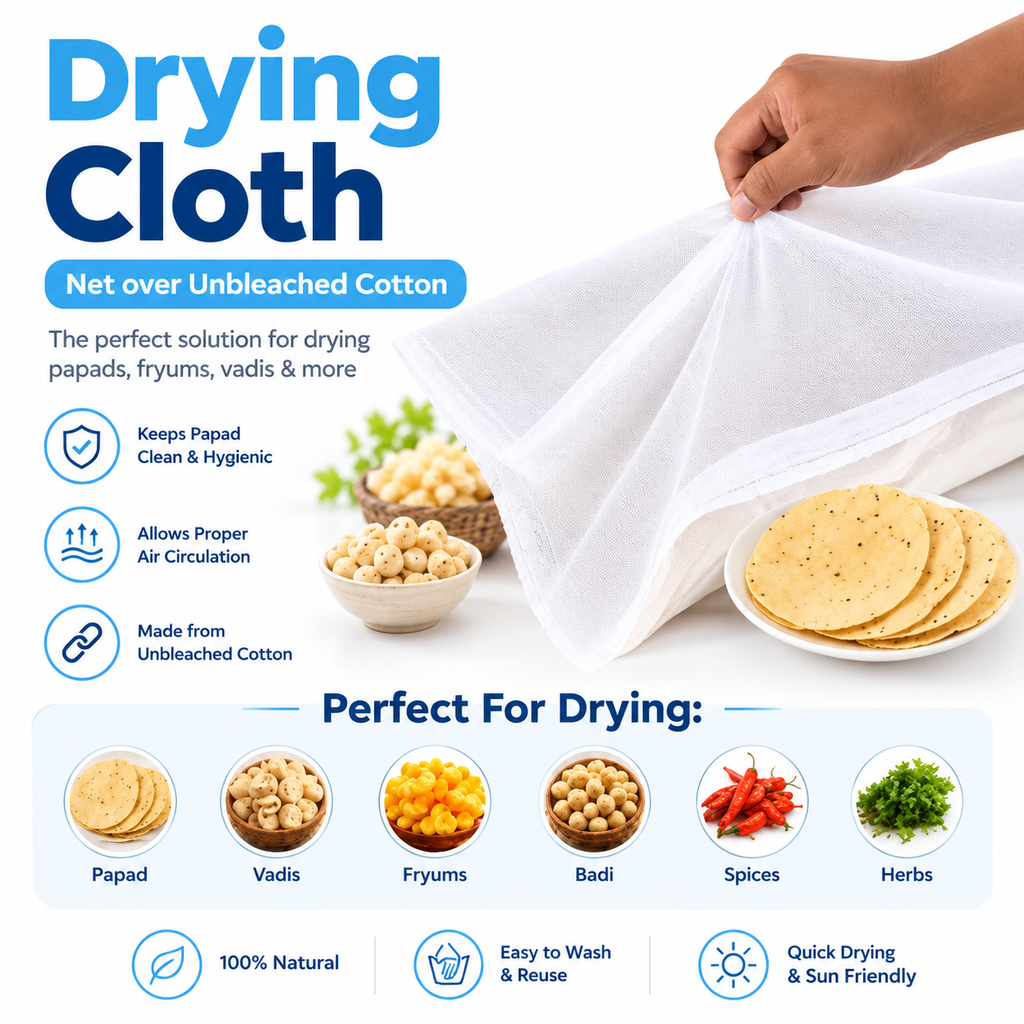 Food Drying Cloth with Stitched Net Cover – 38 × 29 Inches