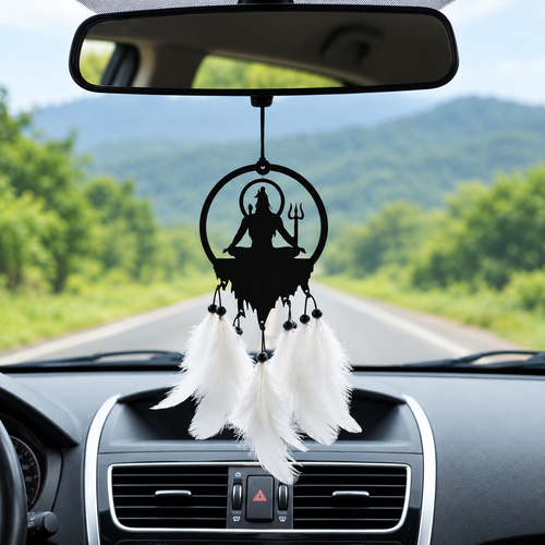 Lord Shiva Car Hanging Dreamcatcher | Black & White
