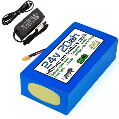 24v 20ah (20,000 mah) lithium ion battery & charger with smart balancing system for Electric bikes,Trikes and E-carts etc with 2 years warranty and (60+...