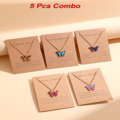 Shining Diva Fashion 5-6 Pcs Latest Stylish Butterfly Jewellery Necklace Set for Women