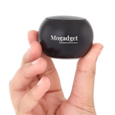 MOGADGET Metal Small Portable Bluetooth Speaker Ultra Mini Bluetooth Speaker with mic Compatible with Smartphones (Black)